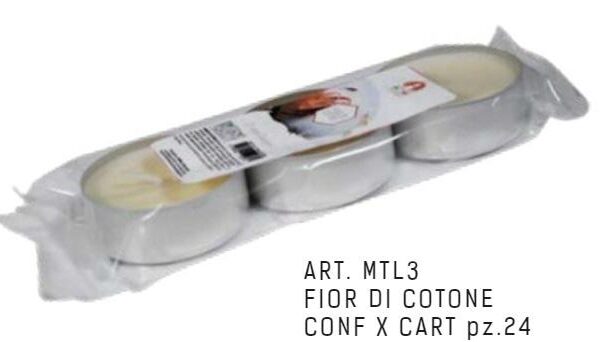 MAXI TEALIGHT PROFUMATO DA 3 PZ FIORI DI COTONE