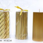 CANDELA CILINDRO DIAM.7XH15CM ORO 3ASS ART.391003