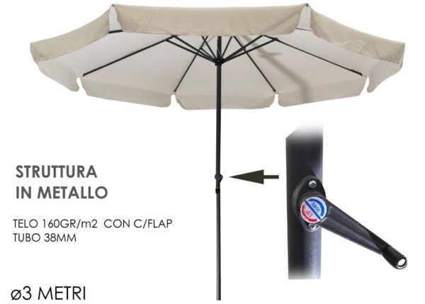 OMBRELLONE 3MT C/CAR. TESSUTO ECRU' ART.804515
