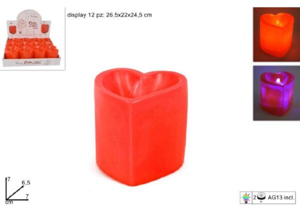 CANDELA CUORE C/LUCE 7CM ART.DUE15282