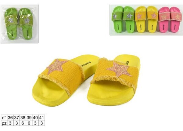 CIABATTE DONNA C/STELLA 36-413COL ART.7046YELLOW/PINK/GRE(F.1.65)