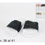 CIABATTA DONNA FASCIA GLITTERSUOLA BIANCA 36-41(F1,305)@