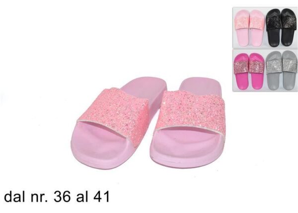 CIABATTA DONNA FASCIA GLITTER SUOLA COL36-41 (F1,253)