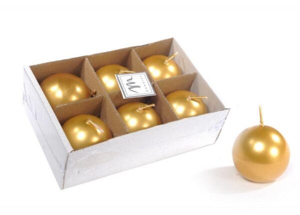 CANDELA SFERA METALLIC IN CERA D.CM 4.5 COLORE ORO ART.41349