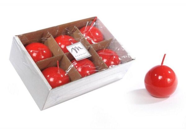 CANDELA SFERA LUCID IN CERA D.CM 4.5 COLORE ROSSO ART.41356