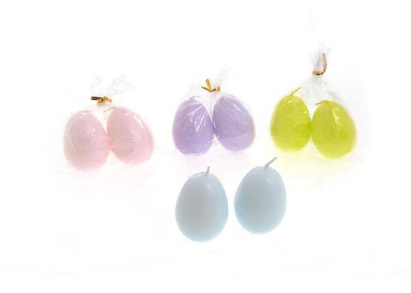 SET 2 CANDELE "UOVO" IN CERA H CM 4,5 X D CM 4,5 COL. ASS ART.51423 -