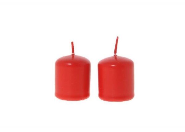 CANDELE COPPIA PILLAR LUCIDE IN CERA D .CM.4XH.5 COLORE ROSSO ART.79229