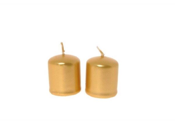 CANDELE COPPIA PILLAR LUCIDE IN CERA CM. 4XH.5 COLORE ORO ART.79274