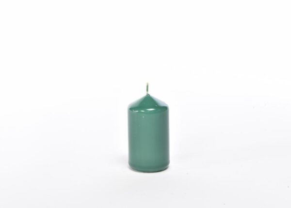 CANDELA PILLAR " LUCIDA " H CM 7,5X D 4,7 VERDE FORESTA IN ESP. BIANCO ART.32498 -