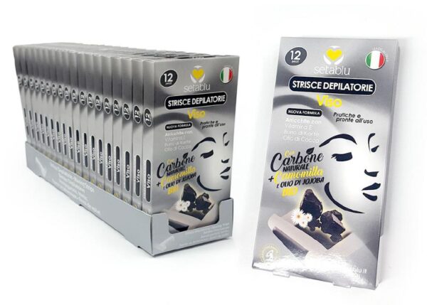 SETABLU STRISCE DEPIL. VISO 12PZ CARBONE NATURALE