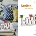 LINEA HOME DECORAZIONI - SCRITTA LOVE SILVER CON PIANTINE ART.25060S