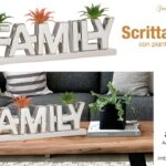 LINEA HOME DECORAZIONI - SCRITTA FAMILY SILVER CON PIANTINE ART.25064S