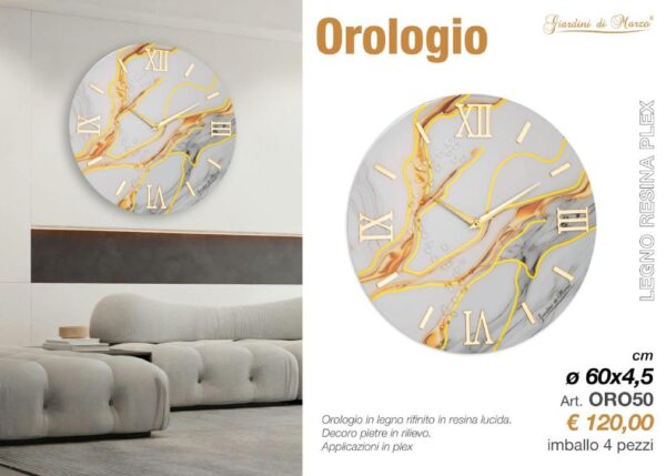OROLOGIO MARMO 60 CM BIANCO ART.OR050 LINEA ORNELLA