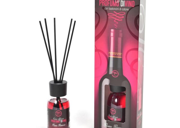 DIFFUSORE DI ESSENZA PROFUMI DI VINO " ROSSO PASSIONE" 125 ML C/BACCHETTI IN COTONE ART.PROFUMI DI VINO - 99873 -