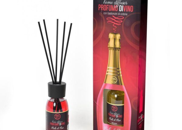 DIFFUSORE DI ESSENZA PROFUMI DI VINO " BOLLE DI ROSE' " 125 ML C/BACCHETTI IN COTONE -ART.99903 -