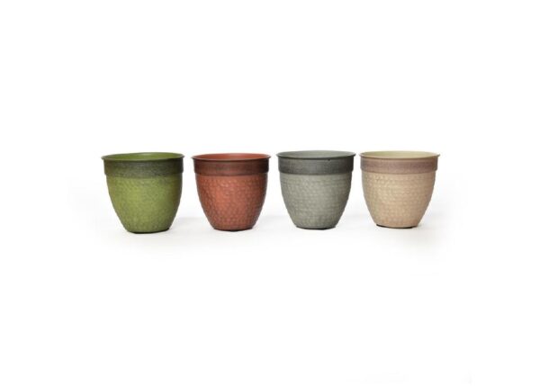 PORTA VASO IN METALLO MARTELLATO DIAM. 21.5XH15.5 CM COLORI ASS. ART.22809 -