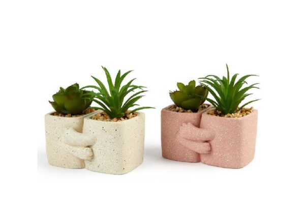 PIANTINA IN VASETTO HUG IN PLASTICA E CEMENTO 10.5X9.6XH.9.5 CM DESIGN ASS. ART.26098 -