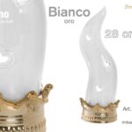 LINEA CORNI - CORNO BIANCO/ORO C/LED GRANDE 28 CM ART.23313H