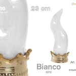 LINEA CORNI - CORNO BIANCO/ORO C/LED MEDIO 23 CM ART.23314H