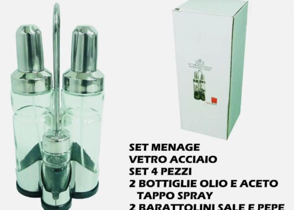 SET MENAGE ACCIAIO 4PZ TAPPO SPRAY ART.54179