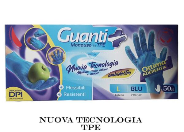 SETABLU GUANTI MONOUSO IN TPE 50PZ BLU TG L