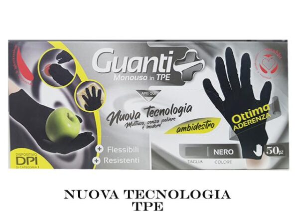 SETABLU GUANTI MONOUSO IN TPE 50PZ NERI TG L