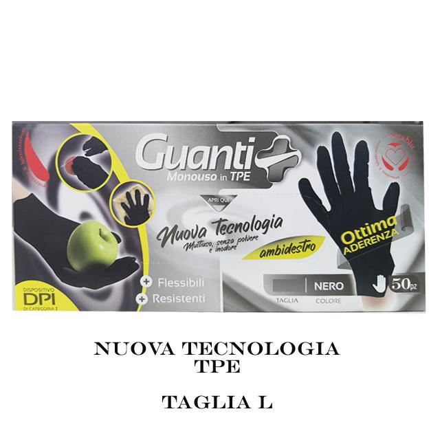 SETABLU GUANTI MONOUSO IN TPE 50PZ NERI TG L SETABLU GUANTI MONOUSO IN TPE 50PZ NERI TG L