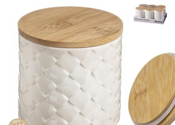 BARATTOLO IN CERAMICA CON COPERCHIO IN BAMBÃ™ BILANCIA 550 ML ART.69120089