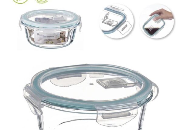 CONTENITORE ERMETICO ROTONDO IN BOROSILICATO DA 370 ML ART.70134999