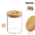 BARATTOLO IN VETRO CON TAPPO IN BAMBÃ™ 660 ML ART.70109091