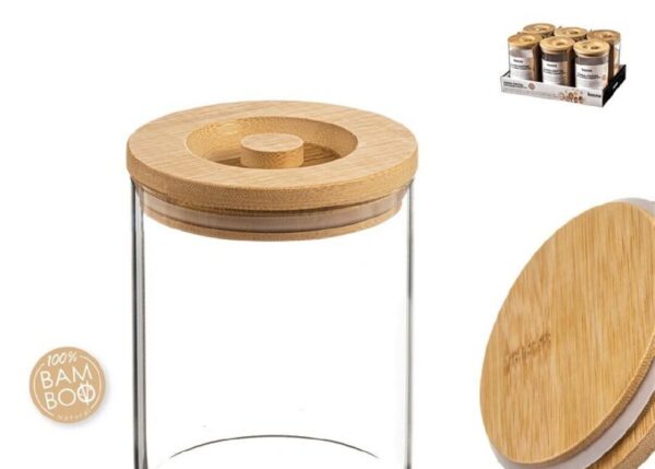 BARATTOLO IN VETRO CON TAPPO IN BAMBÃ™ 660 ML ART.70109091