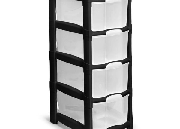 CASSETTIERA 4 CASSETTI NERO/TRASPARENTE ART.M11510005