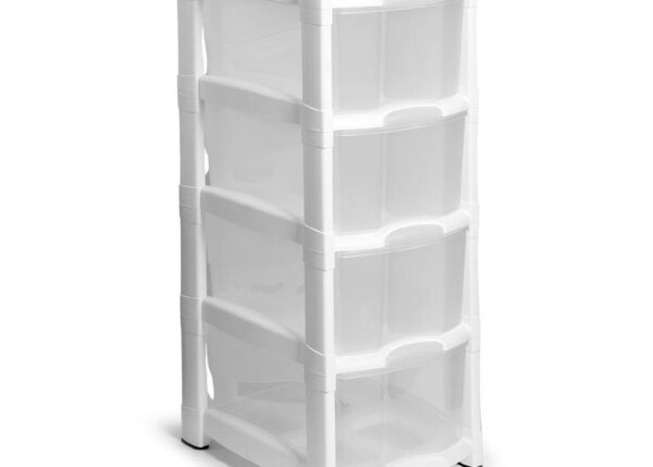 CASSETTIERA 4 CASSETTI BIANCO/TRASPARENTE ART.M11510005