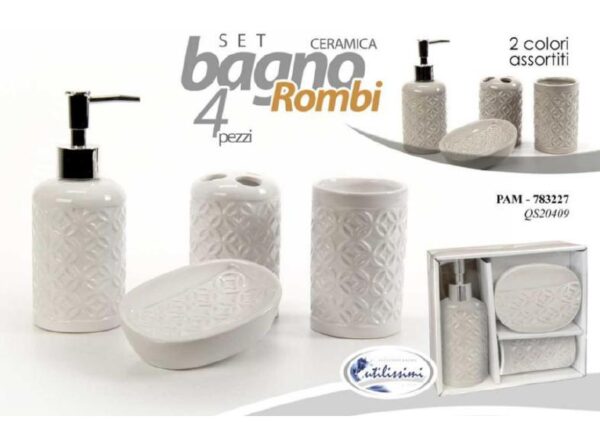 SET DA BAGNO 4 PEZZI ASS. ROMBI QS20409 ART.783227