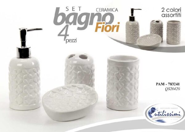 SET DA BAGNO 4 PEZZI FIORI ASS. QS20420 ART.783241