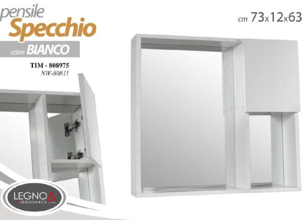 SPECCHIO BIANCO 1ANTINA 73*12*63CM NW-80811 ART.808975