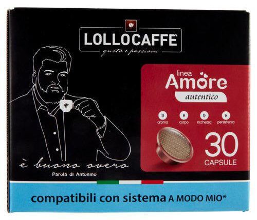 LOLLO CAFFE' CAPS LINEA AMORE GUSTO AUTENTICO COMPATIBILE LAVAZZA A MODO MIO 30PZ