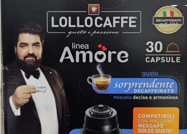 LOLLO CAFFE' CAPS LINEA AMORE GUSTO SORPRENDENTE DEC. COMPATIBILE NESCAFÃˆ DOLCE GUSTO 30PZ