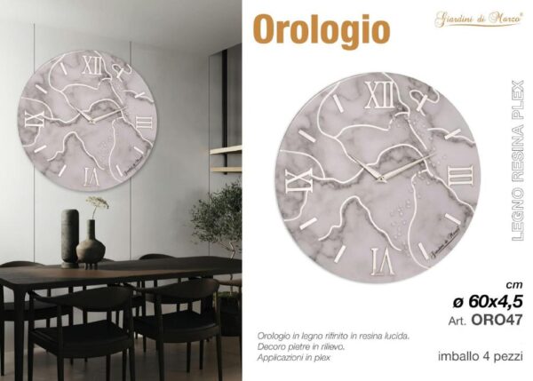 OROLOGIO MARMO 60 CM GRIGIO CHIARO ART.ORO47