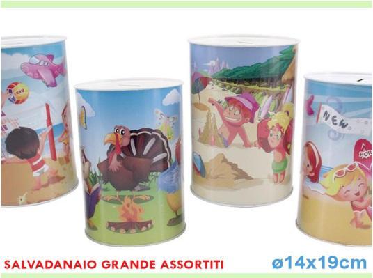 SALVADANAIO LATTA GRANDE PERSONAGGI VARI 14X19 $