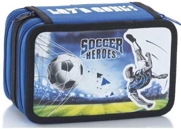 ASTUCCIO SCUOLA 3 ZIP NERO/BLU C/COLORI