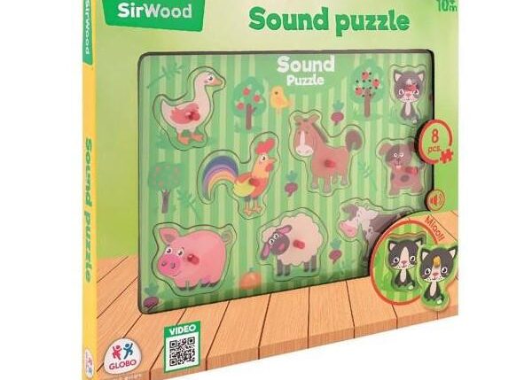PUZZLE AD INCASTRO IN LEGNO 29X21.5CM B/O C/SUONO VERSI ANIMALI