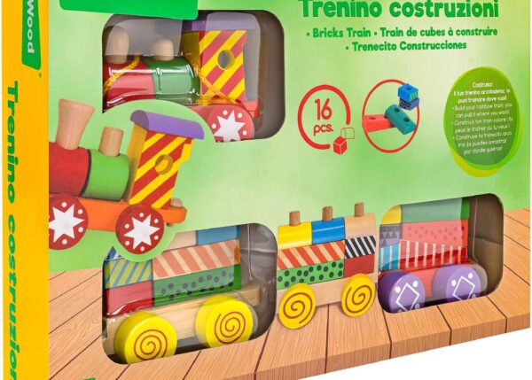 TRENINO COSTRUZIONI IN LEGNO TRAINABILE 16PZ