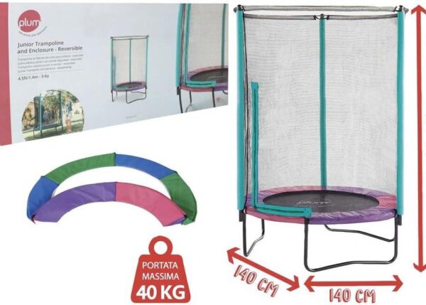 TRAMPOLINO CON PROTEZIONE 1,4MT - 140X140X180CM