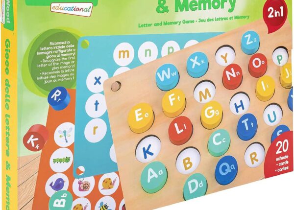 GIOCO SCACCHI DELLE PAROLE E MEMORY IN LEGNO 2IN1
