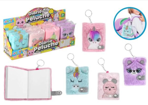 MINI DIARIO PELUCHES C/PORTACHIAVE 4 ASS 12PZ D/B
