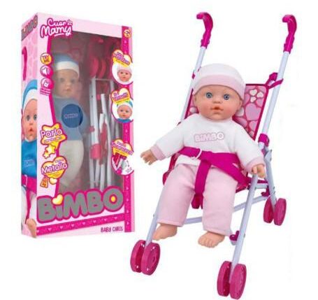 BAMBOLA CM 41 B/O 6 FRASI TRY ME CON PASSEGGINO 50KG 2COL