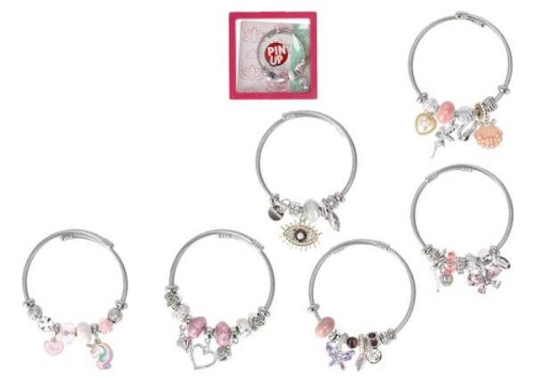 BRACCIALETTO METALLO CON CHARMS 6 ASS IN 12PZ D/BOX
