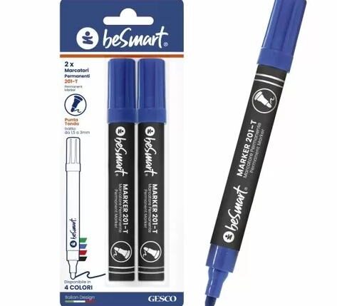 MARCATORI PUNTA TONDA BLU IN BLISTER DA 2 BE SMART ART.00320043