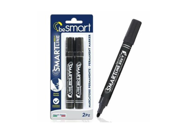 MARCATORI PUNTA TONDA NERO IN BLISTER DA 2 BE SMART